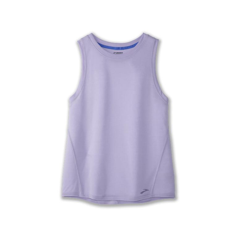 Brooks Distance Running Tank Top - Women's - Heather Violet Dash/Black (53478-ZOXU)